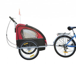 Přívěsný vozík za kolo pro 2 děti jogger 2v1 červeno-černý č.3