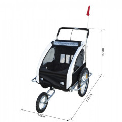 Přívěsný vozík za kolo pro 2 děti jogger 2v1 bílo-černý č.2