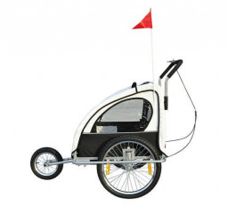 Přívěsný vozík za kolo pro 2 děti jogger 2v1 bílo-černý č.3