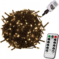 Vánoční LED osvětlení 60 m - zelený kabel | teplá bílá 600 LED č.1