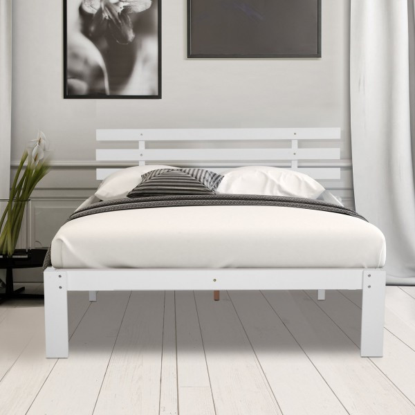 Goleto Dřevěná postel z masivní borovice 140 x 200 cm | bílá