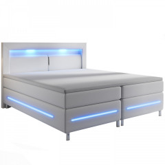 Postel Box Spring Norfolk s LED osvětlením 140 x 200 cm | bílá č.2