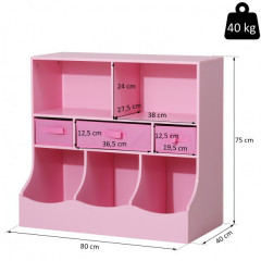 Dětská skladovací skříňka s přihrádkami | růžová č.3