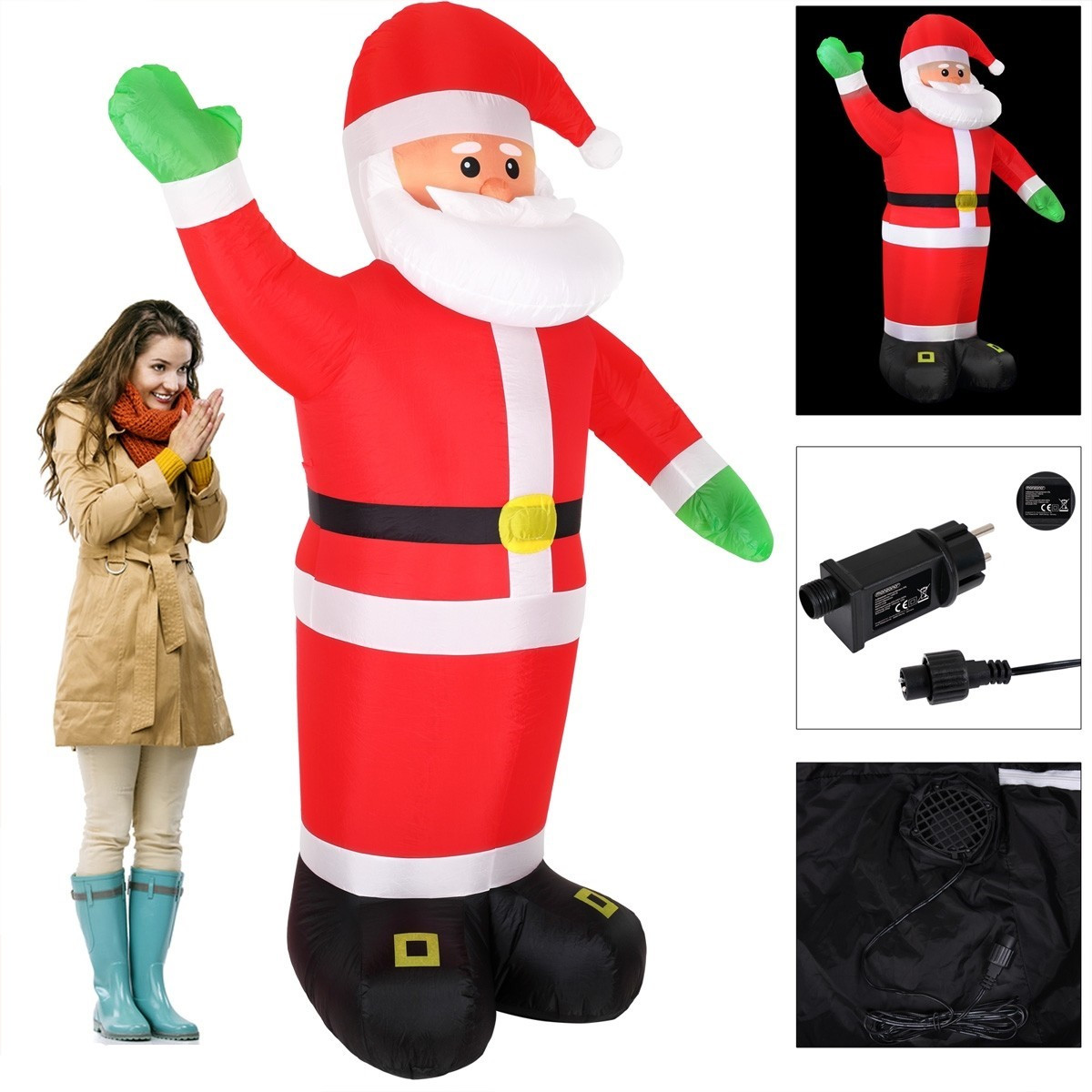 Goleto Nafukovací Santa Claus XXL s LED osvětlením 250 cm