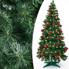 Umělý vánoční stromek Pop-Up včetně ozdob a LED osvětlení 180 cm | zelený