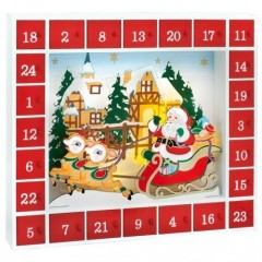 Dřevěný adventní kalendář s 5x LED osvětlením č.1