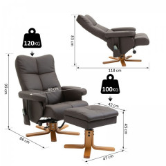 Masážní televizní křeslo Scott s podnožkou | hnědé č.3