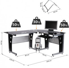 Rohový počítačový stůl Flavius | černý č.2