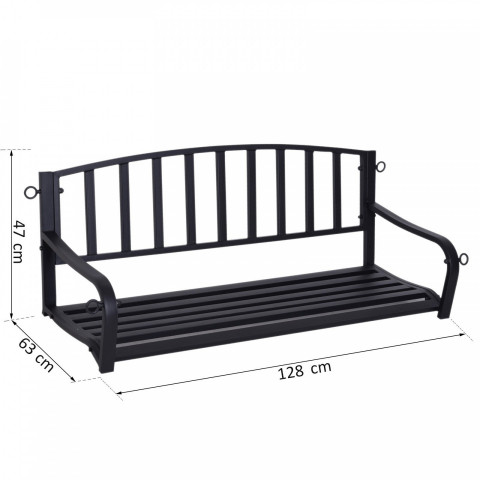 Zahradní závěsná lavička kovová | černá č.4