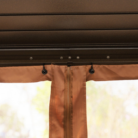 Luxusní zahradní altán s pevnou střechou 4 x 3 x 2,8 m | bronzový č.8