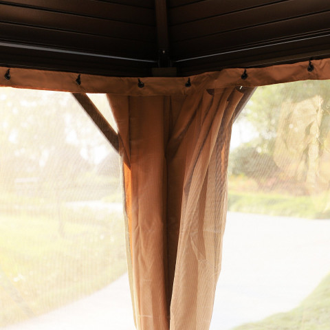 Luxusní zahradní altán s pevnou střechou 4 x 3 x 2,8 m | bronzový č.9