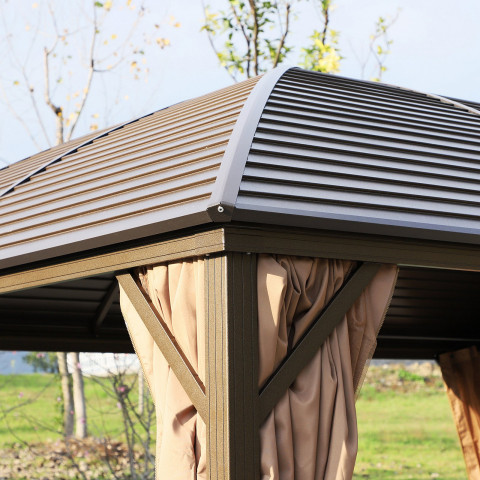 Luxusní zahradní altán s pevnou střechou 4 x 3 x 2,8 m | bronzový č.5