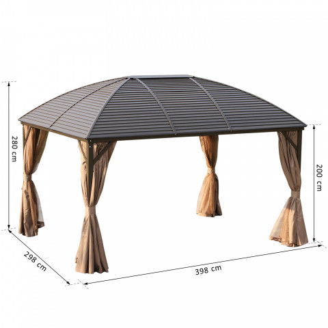 Luxusní zahradní altán s pevnou střechou 4 x 3 x 2,8 m | bronzový č.4