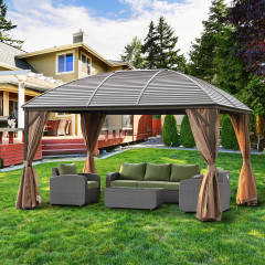 Luxusní zahradní altán s pevnou střechou 4 x 3 x 2,8 m | bronzový č.1