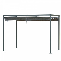 Zahradní kovová pergola se zatahovací střechou 298 x 213 x 222 cm | šedá