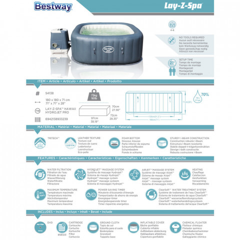 Vířivka Lay Z-Spa Hawaii HydroJet Pro | 180cm č.8