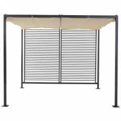 Zahradní kovová pergola se zatahovací střechou 2,75 x 2,95 x 2,38 m | béžová č.3