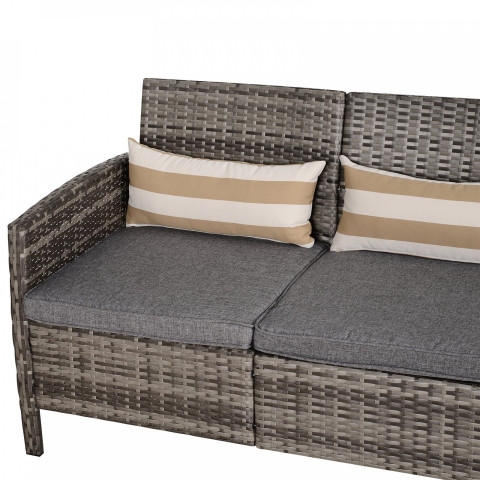 Zahradní polyratanová třímístná pohovka | šedo-hnědá č.6