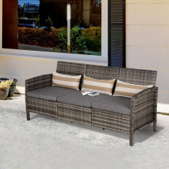 Zahradní polyratanová třímístná pohovka | šedo-hnědá č.1