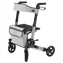 Čtyřkolové šedé chodítko pro seniory Rollator č.1