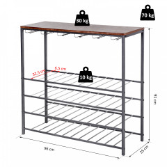 Kovový stojan na víno a sklenice | 96 x 35 x 91 cm č.3