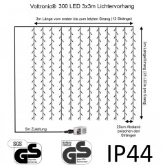 Vánoční LED závěs 3x3 m | studená + teplá bílá 300 LED č.3