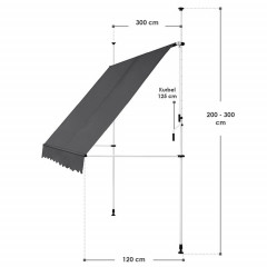 Teleskopická markýza 300 x 120 cm | šedá č.3