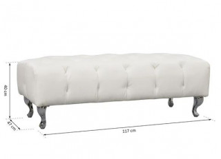 Čalouněná retro lavice 117 x 47 x 40 cm | bílá č.3
