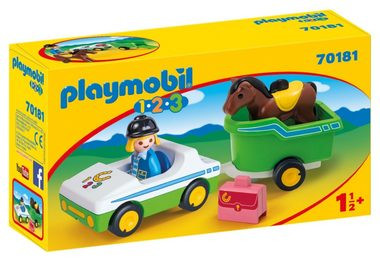 Playmobil Playmobil 1.2.3 70181 Auto s přepravníkem na koně