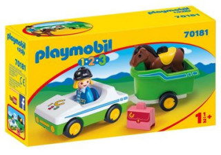 Playmobil 1.2.3 70181 Auto s přepravníkem na koně č.1