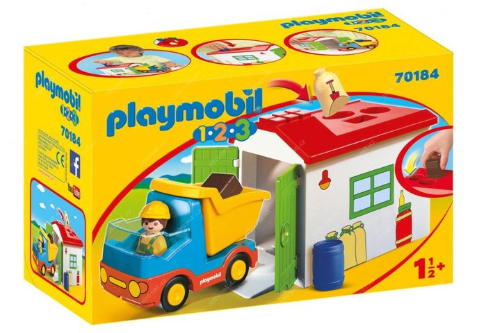 Playmobil Playmobil 1.2.3 70184 Vyklápěcí auto s garáží