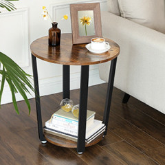 Rustikální kulatý stolek s policí | Ø 50 x 57 cm č.3