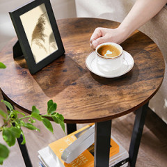 Rustikální kulatý stolek s policí | Ø 50 x 57 cm č.3