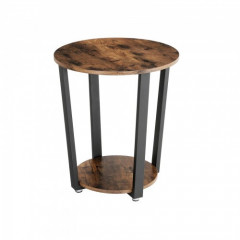Rustikální kulatý stolek s policí | Ø 50 x 57 cm č.1