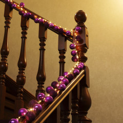 Vánoční LED řetěz koule fialové 2 m | teplá bílá 40 LED č.3