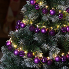 Vánoční LED řetěz koule fialové 2 m | teplá bílá 40 LED č.2