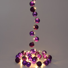 Vánoční LED řetěz koule fialové 2 m | teplá bílá 40 LED č.1