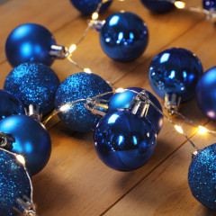 Vánoční LED řetěz koule modré 2 m | teplá bílá 40 LED č.2