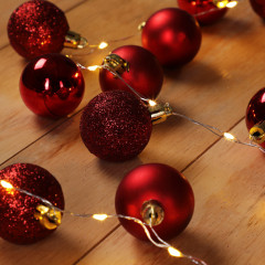 Vánoční LED řetěz koule červené 2 m | teplá bílá 40 LED č.2