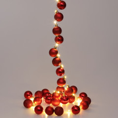 Vánoční LED řetěz koule červené 2 m | teplá bílá 40 LED