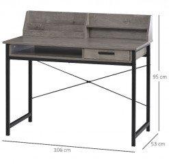 Industriální psací stůl 106 x 53 x 95 cm | šedo-hnědý č.3