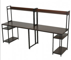 Pracovní stůl se dvěma pracovišti 240 x 60 x135 cm | hnědá + černá č.2