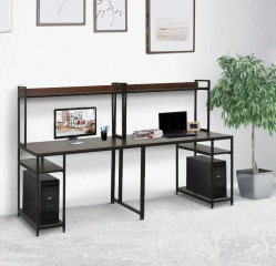 Pracovní stůl se dvěma pracovišti 240 x 60 x135 cm | hnědá + černá č.1