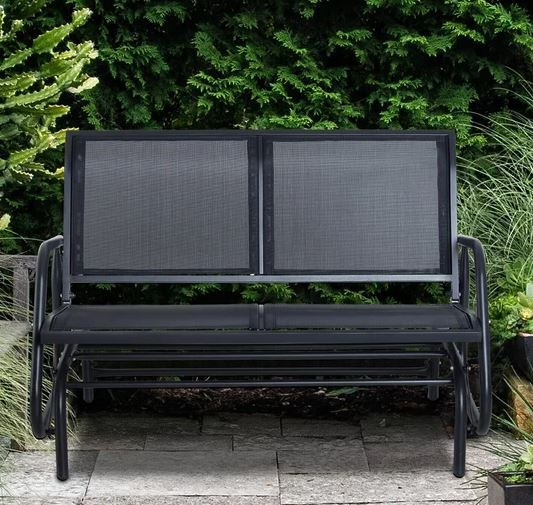 Goleto Zahradní kovová houpací lavička 123 x 80 x 88 cm | černá