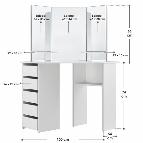 Originální toaletní stolek se zrcadlem Nova | bílý č.5
