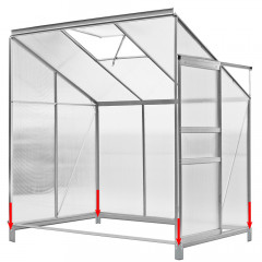 Boční hliníkový polykarbonátový skleník se základnou 3,65 m³ | 192 x 127 x 202 cm č.1