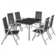 Zahradní hliníková sestava Milano | stůl + 6 židlí stříbrno-šedá č.2