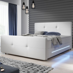 Postel Box Spring Oakland s LED osvětlením 180 x 200 cm | bílá č.1