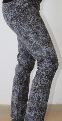 Dámské manžestrové kalhoty | Tmavě šedé s květy č.3