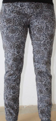 Dámské manžestrové kalhoty | Tmavě šedé s květy č.1